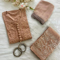 Light Brown Exclusive Dobby Cotton 3-Piece Salwar Suit Set