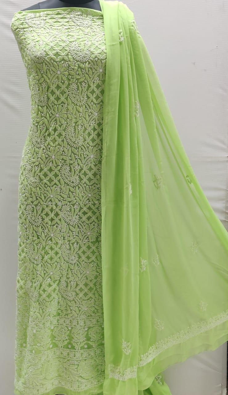 Light Green Classic Enchanting Chikankari Symphony Suits - Inayakhan Shop 