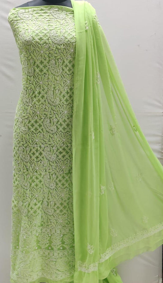 Light Green Classic Enchanting Chikankari Symphony Suits - Inayakhan Shop 