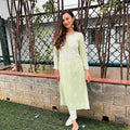 Light Green Elegant Lucknowi Chikankari Cotton Kurti 3 pc Set
