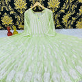 Light Green Pastel Lucknow Chikankari Anarkali Gown 56 inch Kali