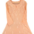 Light Orange Viscose 3D Work Short Chikankari Top