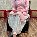 Light Pink Collar neck chikankari kurta teamed up with chikankari Afghani salwar