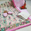 Light Pink Pure Cotton Phulkari Suit with Beautiful Handmade Mirror Work Shopping Online