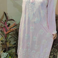 Light Pink Regal Reverie Rayon Chikankari Ensemble with Lucknowi Ghaas Patti Handwork