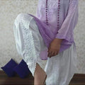 Light Purple Chanderi Silk Short Chikankari Kurti and Cotton Dhoti Tulip Pant Co-ord Set