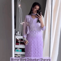 Light Purple Chikankari Elegance Ombré Mirror Booti Jaal Set - Kurti, Sharara & Dupatta -(Inner Included)