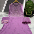 Light Purple Dye Ombre Georgette Kurti Set With Sharara and Chiffon Dupatta(Inner Included)