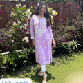 Light Purple Elegant Lucknowi Chikankari Cotton Kurti 3 pc Set