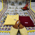 Light Yellow and Maroon Ensemble 4 Pc With Jutti