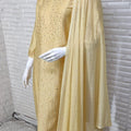 Light Yellow Chikankari Elegance: Modaal Chanderi Cutdana Ensemble