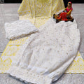 Light Yellow Chikankari Ensemble: Chikan Kurti, Lucknawi Afghani Salwar, and Sequined Duppata Set
