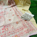 Light Yellow Chikankari Sequence Work Ready-to-Wear 3-Piece Set: Kurti, Plazo, Phulkari Pom Pom Dupatta