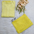 Light Yellow Elegance Unveiled Modal Chikankari Ensemble
