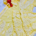 Light Yellow Lucknawi Chikankari Georgette Kurti and Sharara Set , Dupatta and Inner Included