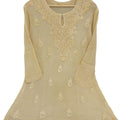 Light Yellow Viscose 3D Work Short Chikankari Top