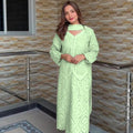 Light Green Chikan Hakoba Designer Ready-to-Wear Suits Plus Sizes available