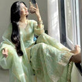 Green Ethereal Silk Embroidered Ensemble Eid Special