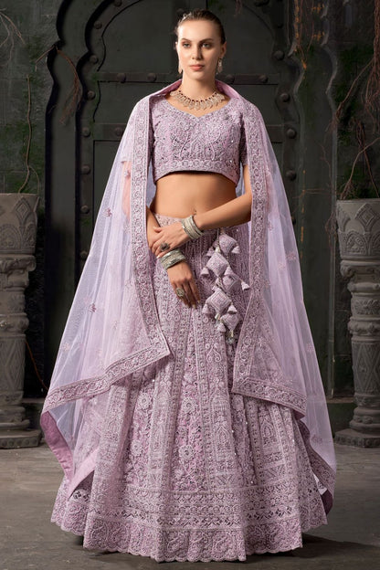 Lilac Wedding Bridal Wedding Lehenga Choli with Dupatta