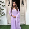 Lilac Ethereal Viscose Bliss: Premium Heavy Jaal Work Viscose Plazzo Set