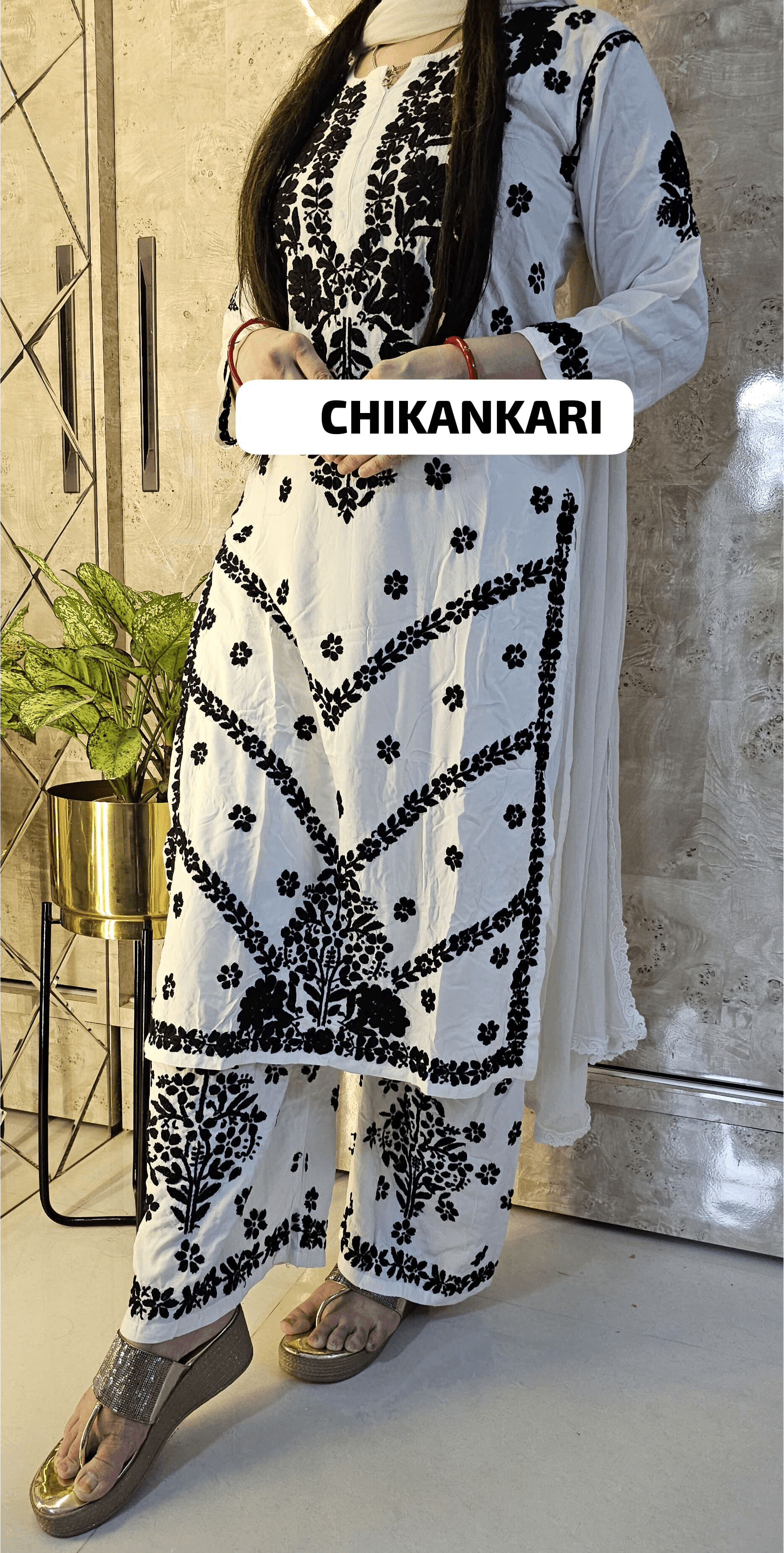 Limited Stock Monochrome Majesty Chikankari Coord Set - Inayakhan Shop 