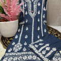 Blueish Grey Lucknowi Chikankari Premium Heavy Designer Modal Palazzo Set