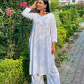 Lucknow Chikankari Kurta Set in White