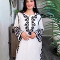Chikankari Monochrome: Black & White Afghani Pant Bell Sleeves Kurti Set Pakistani Style