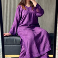 Deep Purple Modal Cotton Lucknow Chikankari Kurti with Palazzo Set