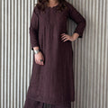 Coffee Brown Rayon Lucknow Chikankari Kurta with Palazzo Set