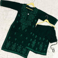 Dark Green Premium Lucknow Chikankari Cotton Kurti & Palazzo Set