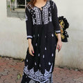 Black Lucknow Chikankari Kurta Palazzo Set