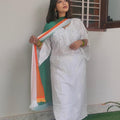 Independence Day White Kurti Palazzo Set with Indian Flag Dupatta