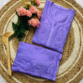 Lucknowi Chikankari Chanderi Kurti & Palazzo Set-Purple Color