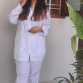 Lucknowi Chikankari Handwork Shirt and Pant Set in White