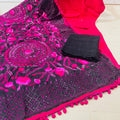 Magenta Pink Chikankari Sequin Work Ready-to-Wear Kurti, Plazo, and Dupatta Set
