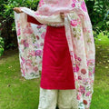 Magenta Pink Enchanting Chikan Sequins Work Kurti Set with Digital Printed Kota Dupatta