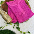 Magenta Pink Viscose Chikankari Kurti with 3-D Thread Handwork Embroidery Latest Online