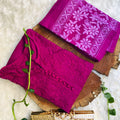 Magenta Purple Cotton Chikankari Hand Work Kurti Pant Sets
