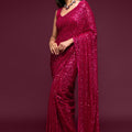 Majenta Heavy Sequins Work Bridesmaid Saree with Blouse