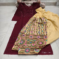 Maroon Beautiful Embroidered Phulkari Kantha Salwar & Chikankari Kurti Set