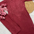 Maroon Breezy Cotton Bliss Mukesh Work Kurti Palazzo Set