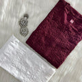 Maroon Celestial Charm Chikankari Set