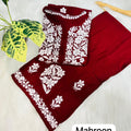 Maroon  🌟 Chikankari Rayon Palazzo Set ✨