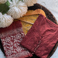 Maroon Cotton Chikankari Hand Work Kurti Suits Online
