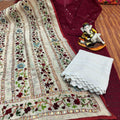 Maroon Design 1 Regal Charm Chikan Kurti Pom Pom Duppatta Set and Sharara