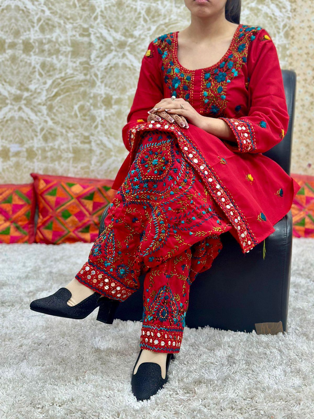 Maroon Design - 2 Indo-Western Kantha Co-ord Set - Inayakhan Shop 