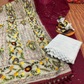 Maroon Design 2 Regal Charm Chikan Kurti Pom Pom Duppatta Set and Sharara