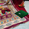 Maroon Elegant Chikankari Kurti, Palazzo, and Pakistani Dupatta Set