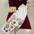 Maroon Elegant Ensemble: Ready-to-Wear Chikankari Kurti with Afghani Dupatta Set